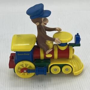 Vintage Curious George Bump & Go Train Toy Works Lights/Sounds No Motion {2}.